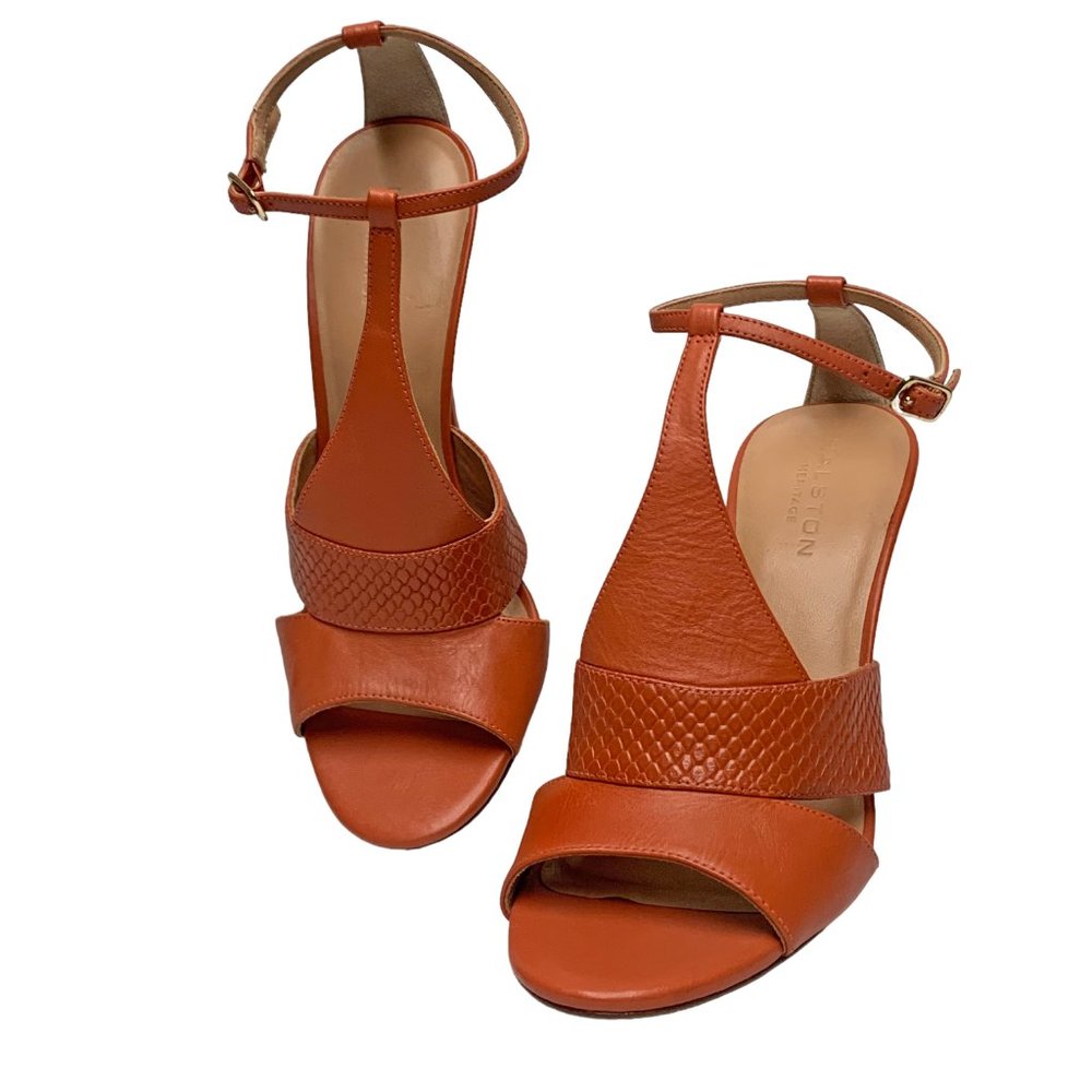 Halston Heritage Connie Dark Coral Leather Sandal Heels‎  NWOB - Picture 10 of 10